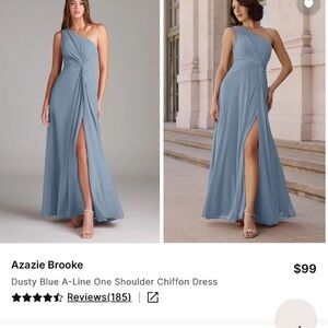 Azazie Brooke One Shoulder Dress in Soft Blue NWTs